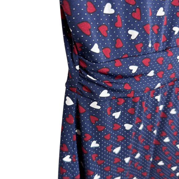 Talbots Blue red and white polka dot and hearts long sleeve dress Size 12P - Picture 8 of 14